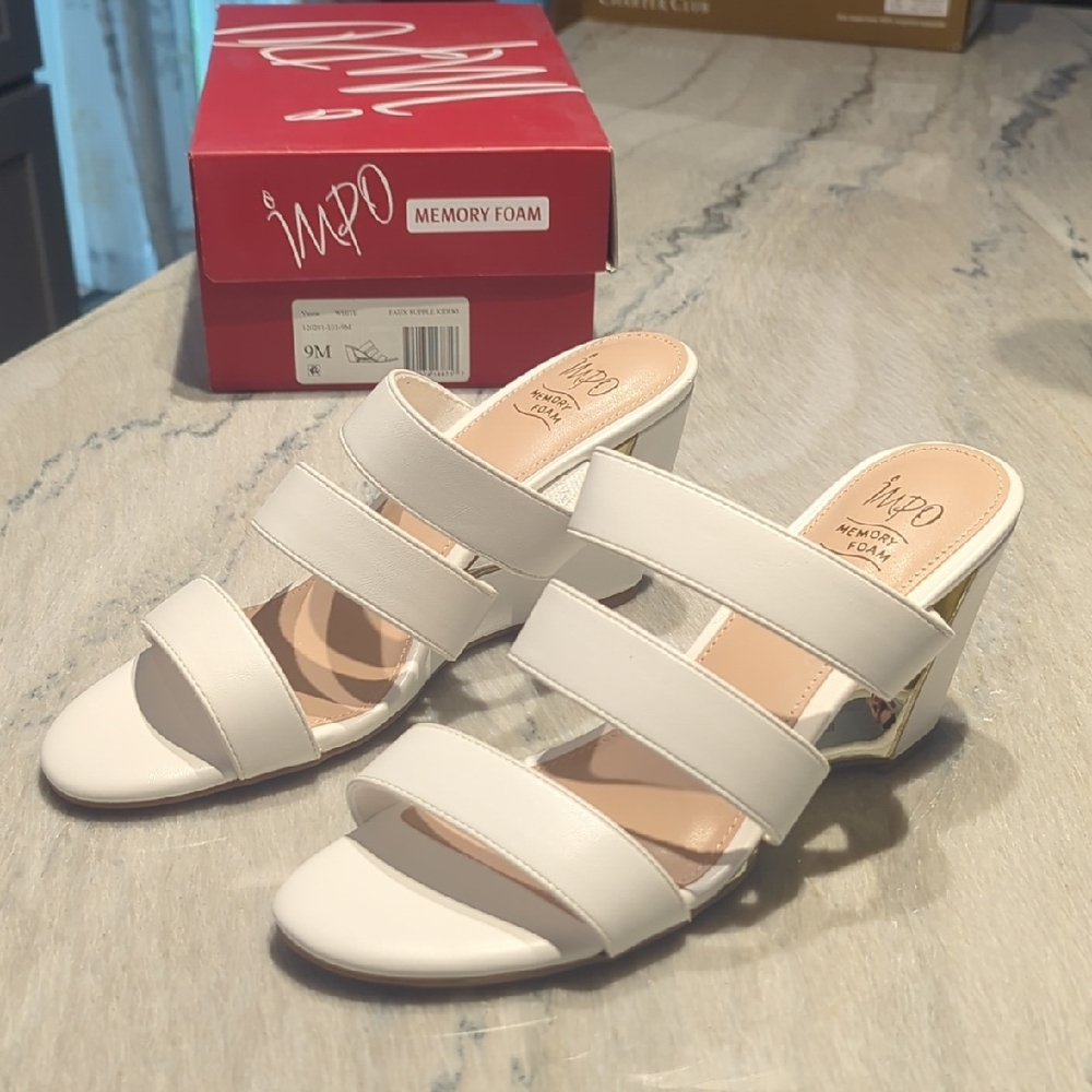 Impo White Mules with Low Heel and Minimalist Design